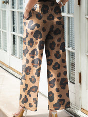 Leopard Wide Leg Pants Trendsi