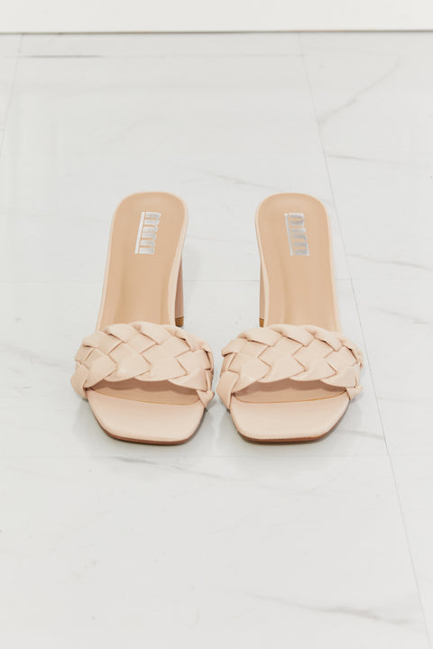 MMShoes Top of the World Braided Block Heel Sandals in Beige Trendsi