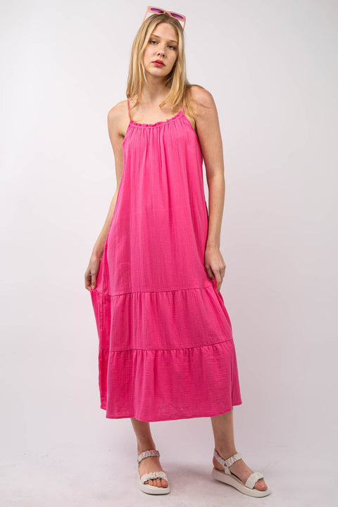 VERY J Ruffled A-Line Midi Cami Dress Trendsi