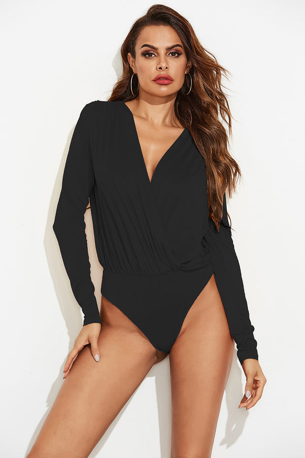 Surplice Long Sleeve Bodysuit Trendsi