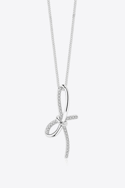 Zircon Bow Pendant Necklace Trendsi