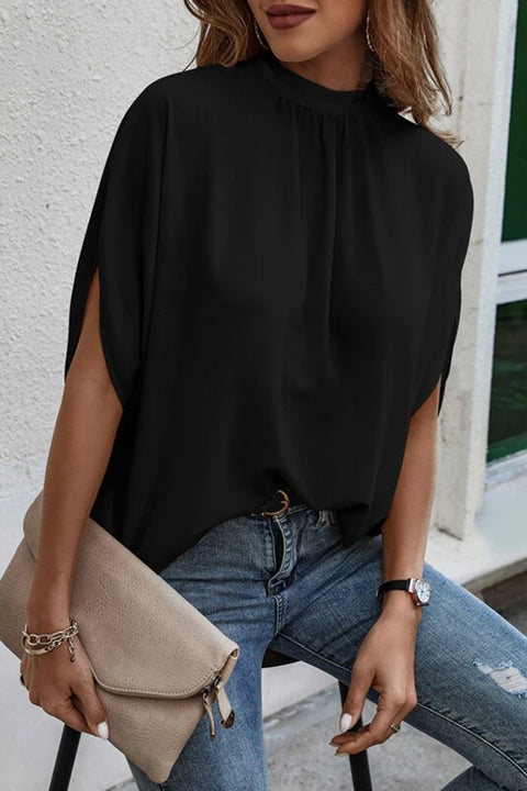 Tie Back Slit Half Sleeve Blouse Trendsi