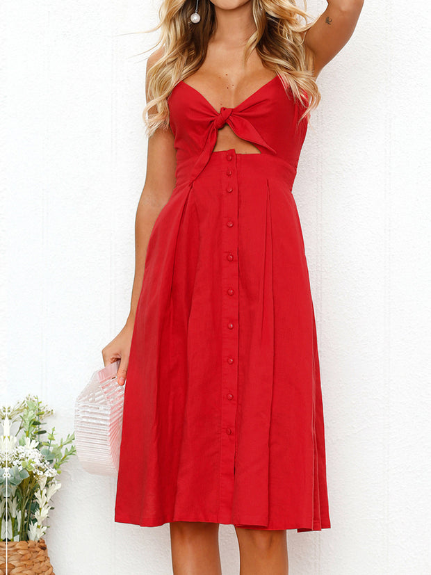 Cutout Smocked Sweetheart Neck Cami Dress Trendsi