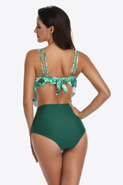 Two-Tone Ruffled Two-Piece Swimsuit