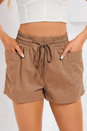 Drawstring Smocked Waist Pocketed Shorts Trendsi