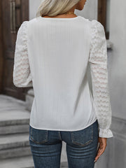 V-Neck Flounce Sleeve Blouse Trendsi