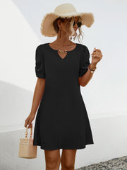 Chain Notched Short Sleeve Dress Trendsi