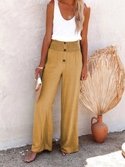 Full Size Decorative Button High Waist Pants Trendsi