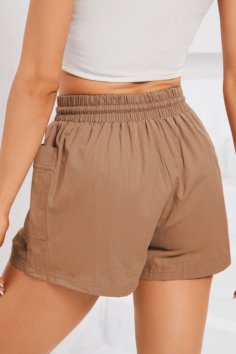 Drawstring Smocked Waist Pocketed Shorts Trendsi