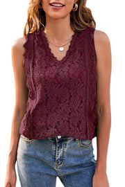 Lace V-Neck Tank Trendsi