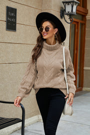 Cable-Knit Turtleneck Sweater Trendsi