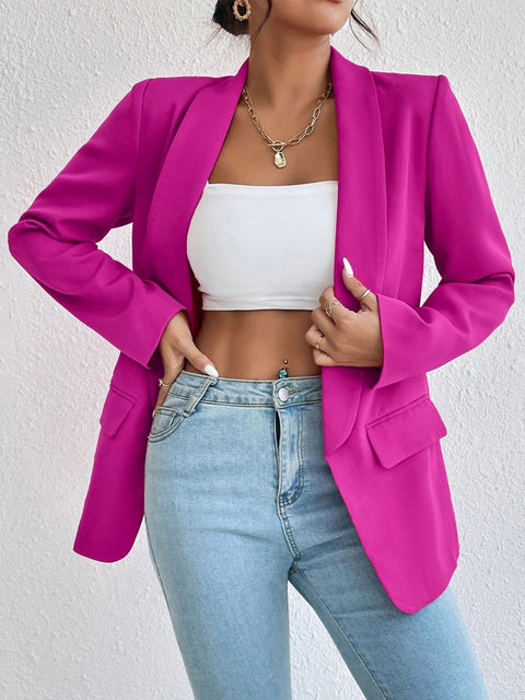 Shawl Collar Long Sleeve Blazer Trendsi