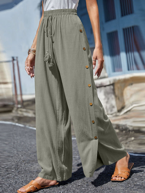 Full Size Tassel Wide Leg Pants Trendsi