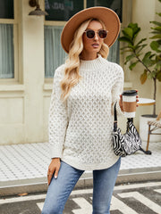 Mock Neck Slit Sweater Trendsi