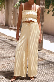 Ruffled Sleeveless Top and Wide Leg Pants Set Trendsi