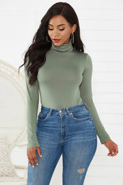 Turtleneck Long Sleeve Bodysuit Trendsi