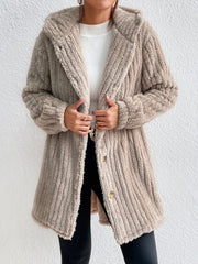 Button Down Hooded Coat Trendsi