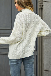 Cable-Knit Turtle Neck Long Sleeve Sweater Trendsi