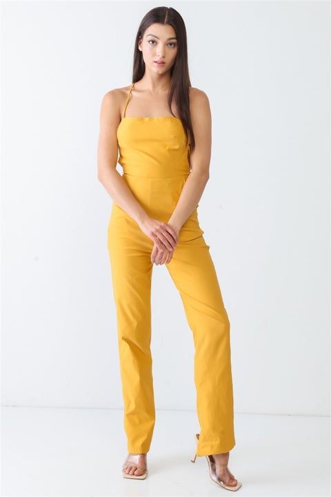 Doreli Group Backless Tied Spaghetti Strap Sleeveless Jumpsuit Trendsi