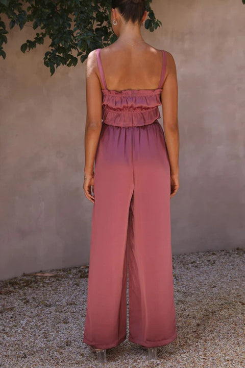 Ruffled Sleeveless Top and Wide Leg Pants Set Trendsi