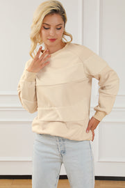 Round Neck Raglan Sleeve Sweatshirt Trendsi