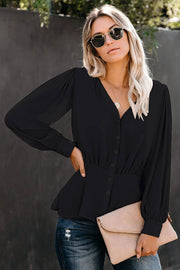 Buttoned Puff Sleeve Blouse