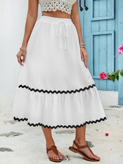 Tied Contrast Trim High Waist Skirt Trendsi