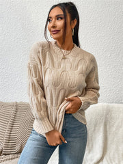 Round Neck Long Sleeve Sweater Trendsi