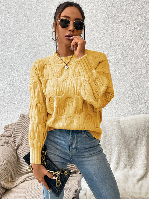 Round Neck Long Sleeve Sweater Trendsi