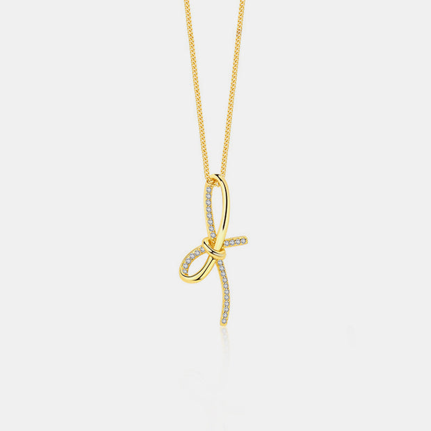 Zircon Bow Pendant Necklace Trendsi