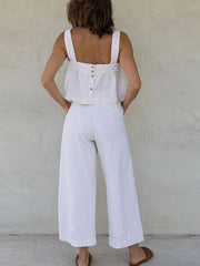 Square Neck Wide Strap Top and Pants Set Trendsi