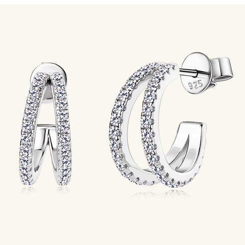 Moissanite 925 Sterling Silver C-Hoop Earrings Trendsi