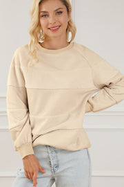 Round Neck Raglan Sleeve Sweatshirt Trendsi