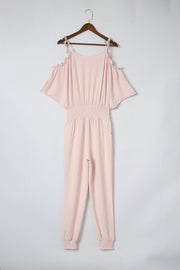 Frill Surplice Cold Shoulder Jumpsuit Trendsi