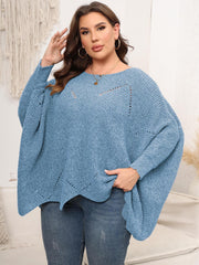 Plus Size Round Neck Batwing Sleeve Sweater Trendsi