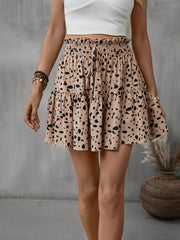 Frill Tied Printed Mini Skirt Trendsi