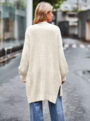 Long Sleeve Waffle-Knit Cardigan Trendsi