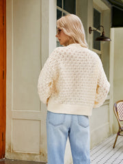 Openwork Round Neck Sweater Trendsi