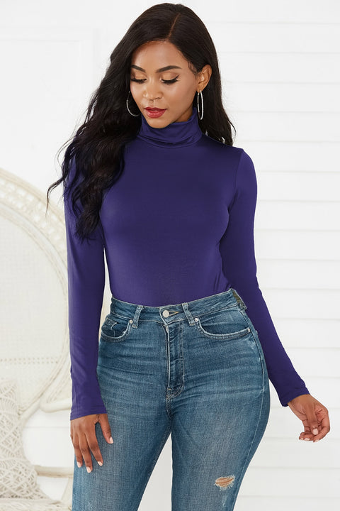 Turtleneck Long Sleeve Bodysuit Trendsi