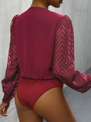 Ruched Surplice Long Sleeve Bodysuit Trendsi