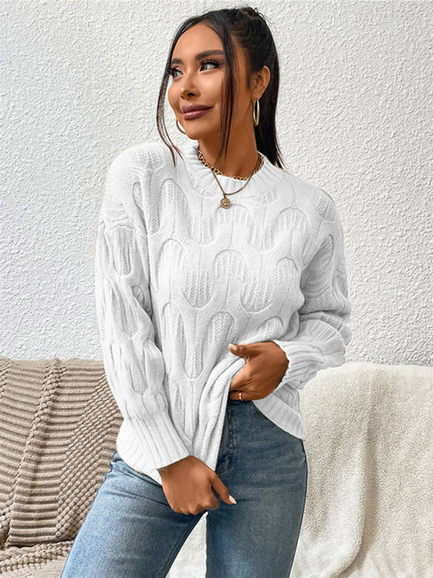 Round Neck Long Sleeve Sweater Trendsi