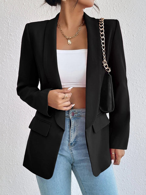 Shawl Collar Long Sleeve Blazer Trendsi