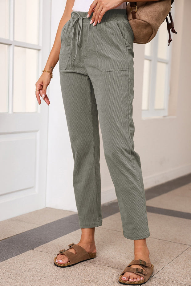 Drawstring Straight Pants with Pockets Trendsi