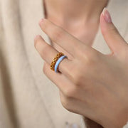 Enamel 18K Gold-Plated Open Ring Trendsi