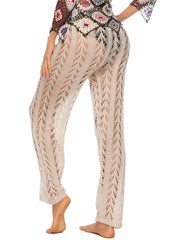 Cutout Drawstring High Waist Cover Up Swim Pants Trendsi