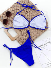 Frill Trill Halter Neck Bikini Set Trendsi