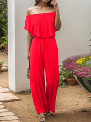 Off-Shoulder Wide Leg Jumpsuit Trendsi