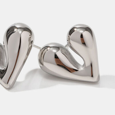 Heart Shape Stainless Steel Stud Earrings Trendsi