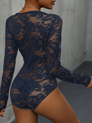 Lace Long Sleeve Bodysuit Trendsi