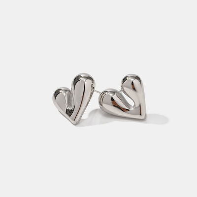 Heart Shape Stainless Steel Stud Earrings Trendsi